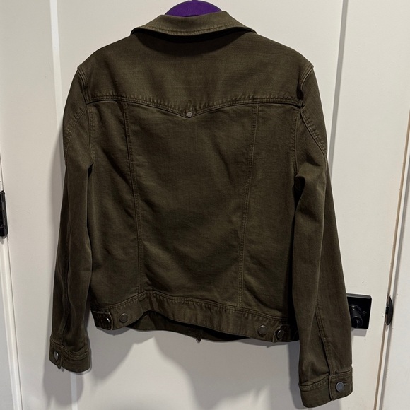 Liverpool Olive Green Night Button Front Trucker Denim Jacket Stretch Medium - Picture 6 of 9